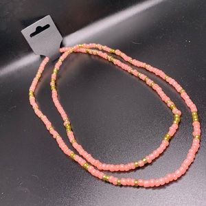 Pink and Gold 33in waist bead (elastic)